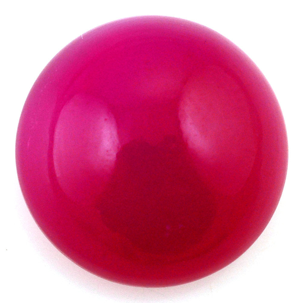 DYED RED FUCHSIA CHALCEDONY BUTTON ROUND CAB 15MM 13.20 Cts.