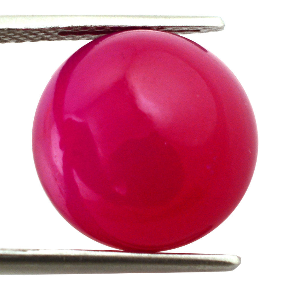 DYED RED FUCHSIA CHALCEDONY BUTTON ROUND CAB 15MM 13.20 Cts.