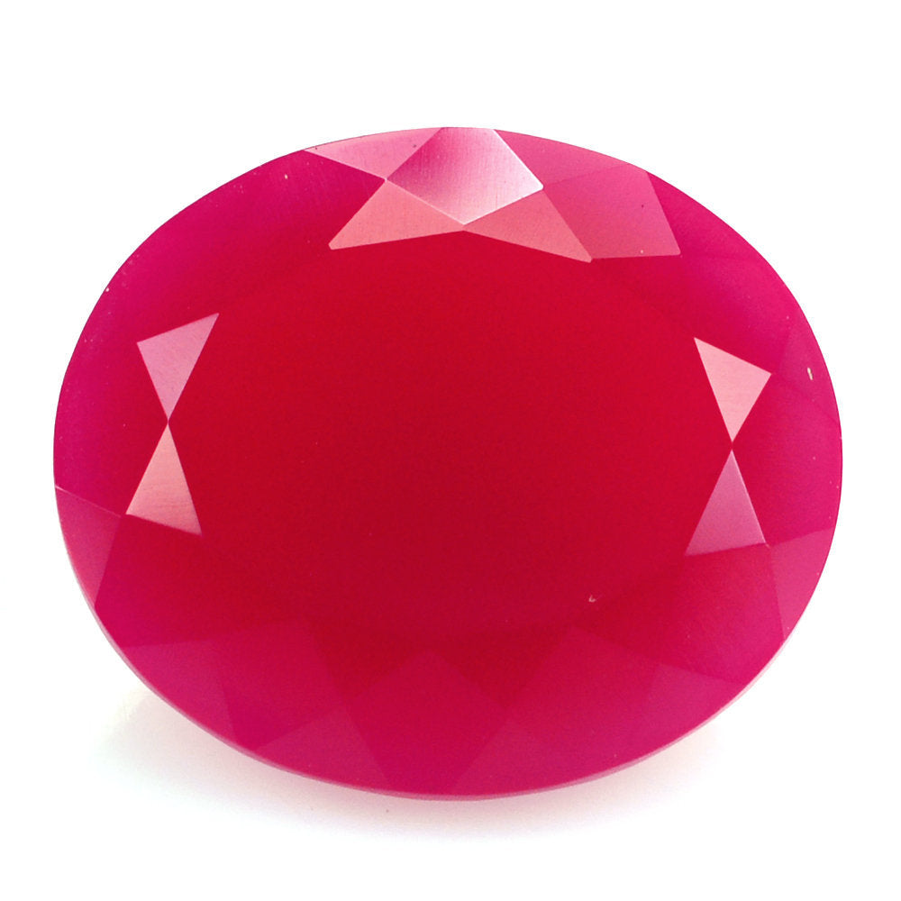 DYED RED FUCHSIA CHALCEDONY CUT OVAL 16X14MM 10.72 Cts.