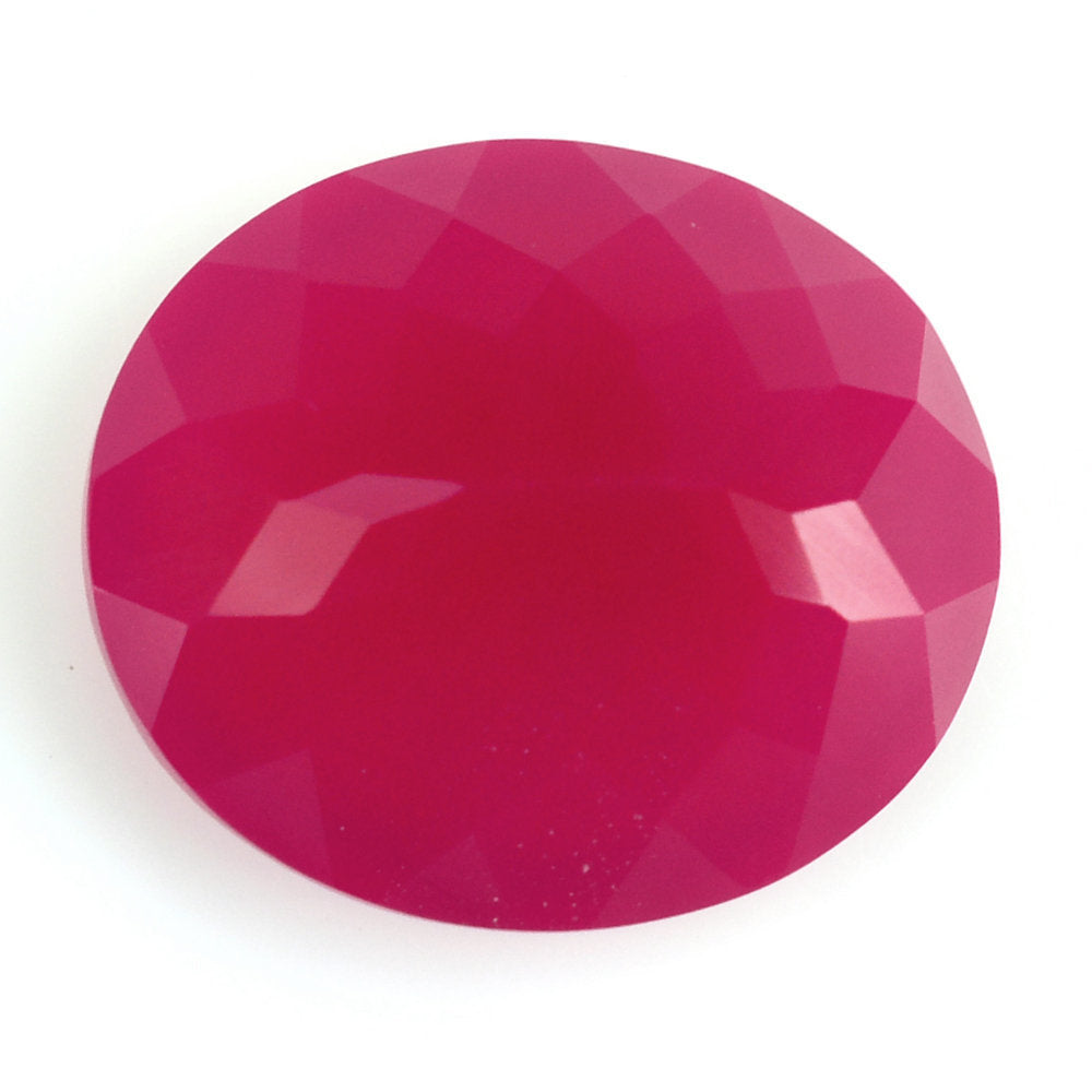 DYED RED FUCHSIA CHALCEDONY CUT OVAL 16X14MM 10.72 Cts.