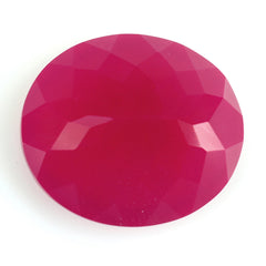 DYED RED FUCHSIA CHALCEDONY CUT OVAL 16X14MM 10.72 Cts.