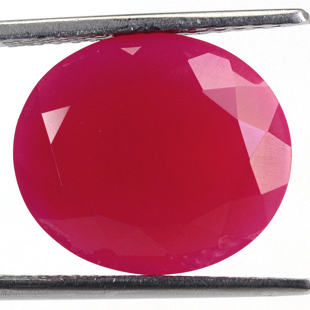 DYED RED FUCHSIA CHALCEDONY CUT OVAL 16X14MM 10.72 Cts.