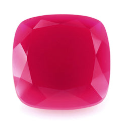 DYED RED FUCHSIA CHALCEDONY CUT CUSHION 12MM 6.30 Cts.