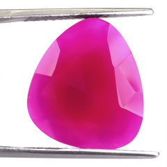 DYED RED FUCHSIA CHALCEDONY ROSE CUT BRIOLETTE IRREGULAR TRILLION 18X16MM 7.80 Cts.