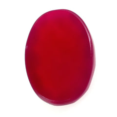 DYED RED FUCHSIA CHALCEDONY CHECKER OVAL CAB 14X10MM 4.75 Cts.