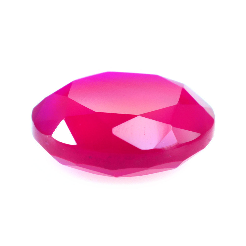 DYED RED FUCHSIA CHALCEDONY BOTH SIDE TABLE CUT ROUND 8MM 1.29 Cts.