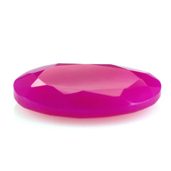 DYED RED FUCHSIA CHALCEDONY BOTH SIDE TABLE CUT OVAL 14X10MM 2.95 Cts.