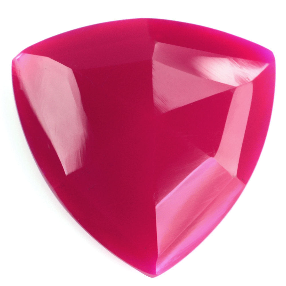 DYED RED FUCHSIA CHALCEDONY CUT TRILLION (ROSE CUT BACK) 18MM 8.27 Cts.