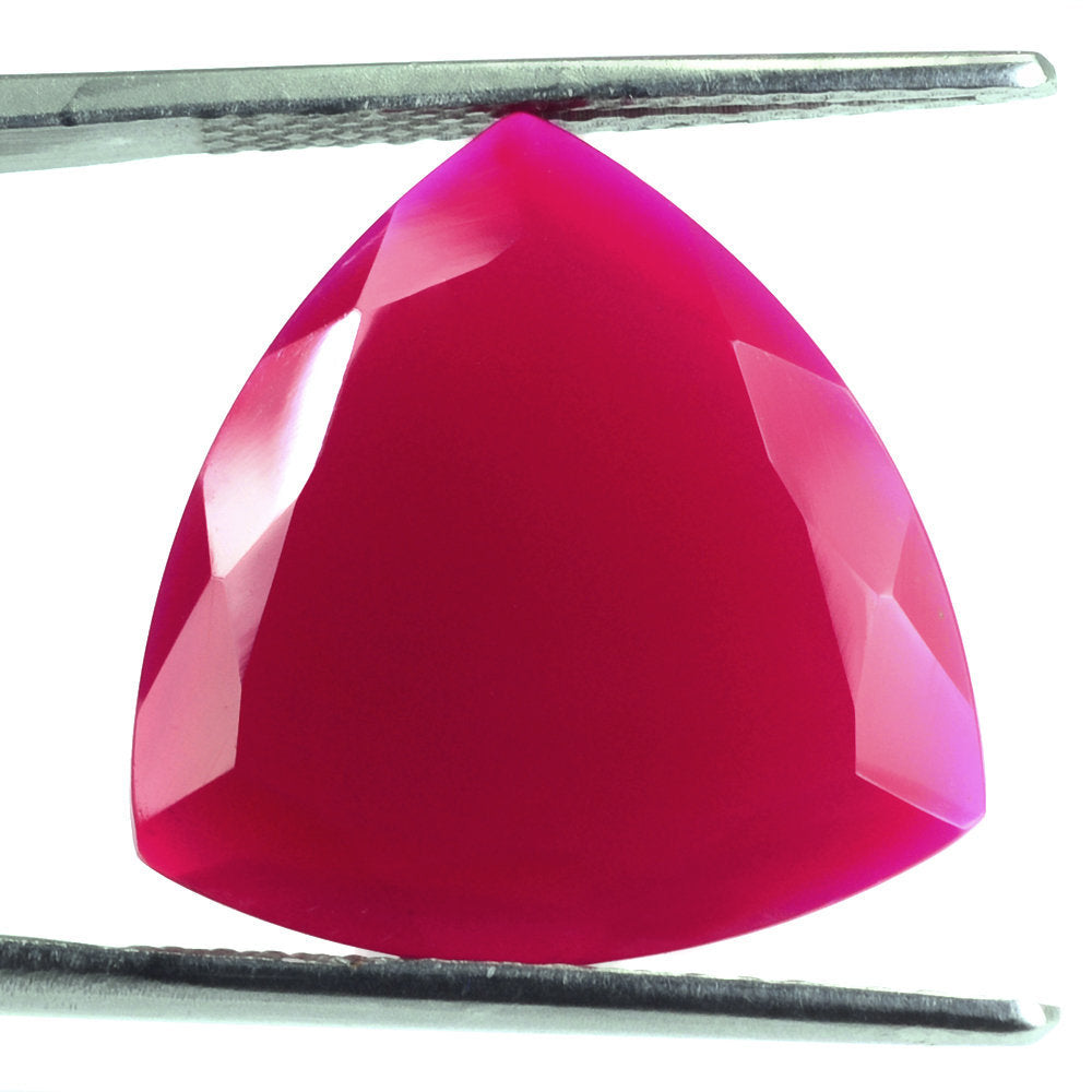 DYED RED FUCHSIA CHALCEDONY CUT TRILLION (ROSE CUT BACK) 18MM 8.27 Cts.