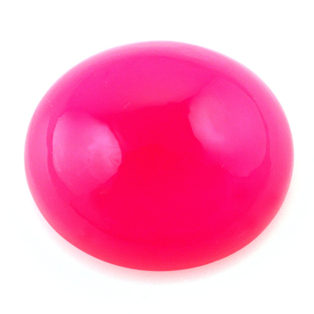 DYED RED FUCHSIA CHALCEDONY OVAL CAB 16X14MM 11.75 Cts.