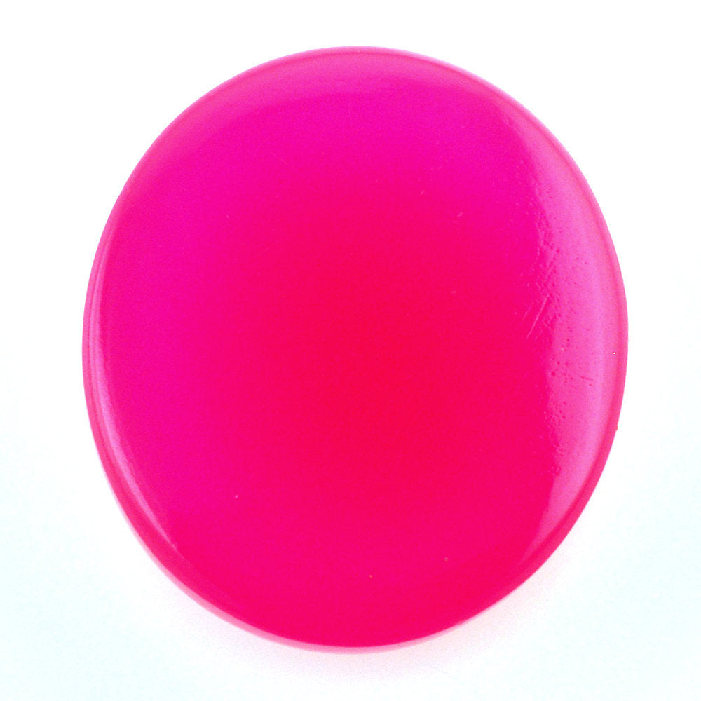 DYED RED FUCHSIA CHALCEDONY OVAL CAB 16X14MM 11.75 Cts.