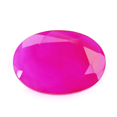 DYED RED FUCHSIA CHALCEDONY BOTH SIDE TABLE CUT OVAL 14X10MM 2.88 Cts.