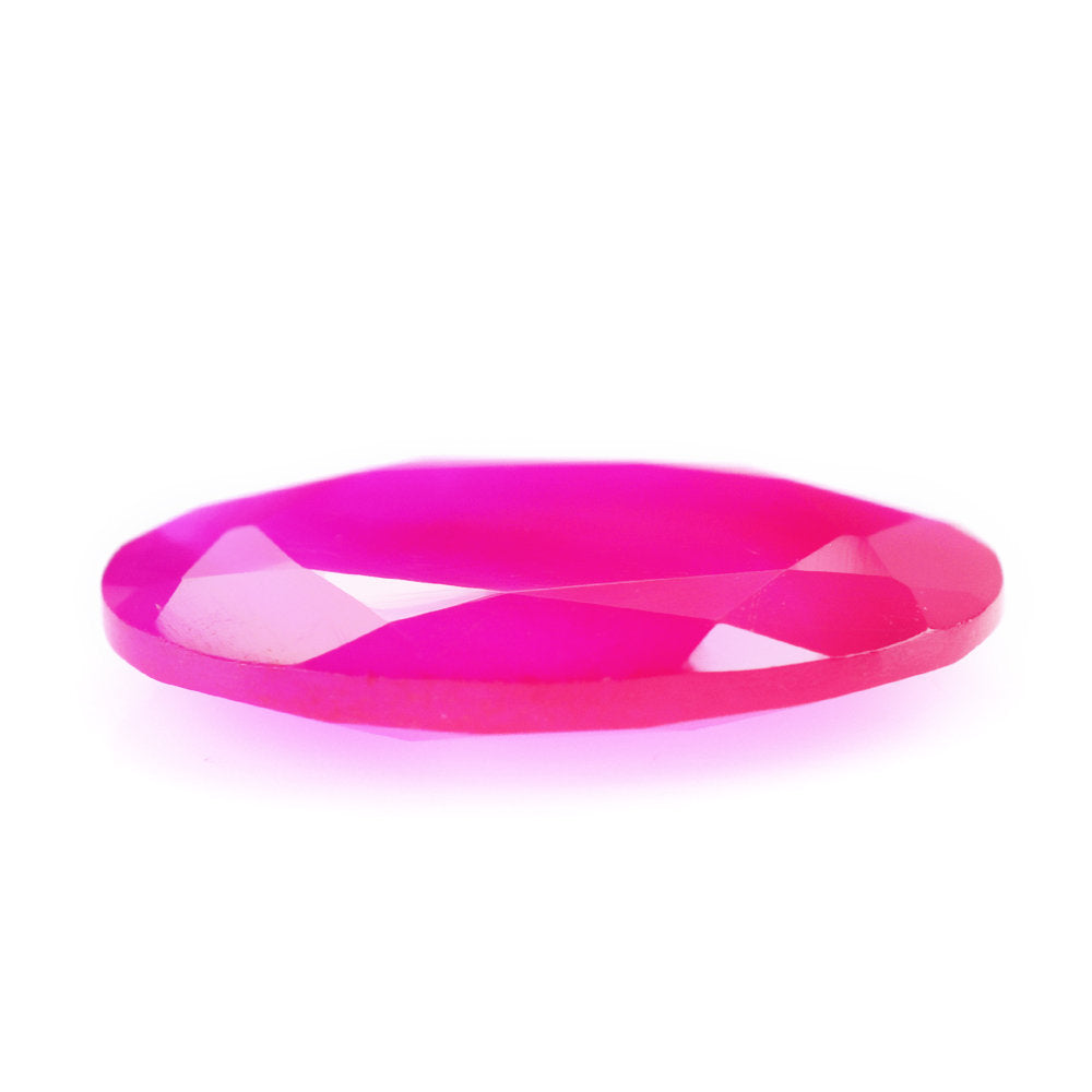 DYED RED FUCHSIA CHALCEDONY BOTH SIDE TABLE CUT OVAL 14X10MM 2.88 Cts.