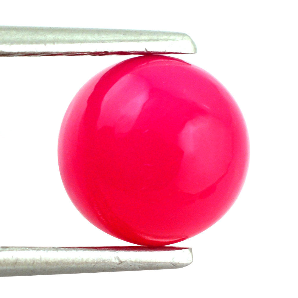 DYED RED FUCHSIA CHALCEDONY ROUND CAB 8MM 1.09 Cts.