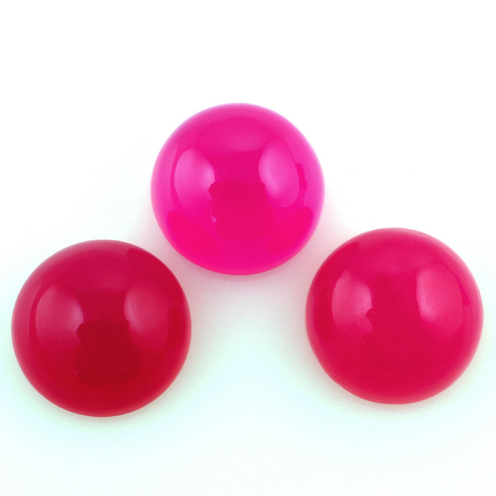 DYED RED FUCHSIA CHALCEDONY ROUND CAB 8MM 1.09 Cts.