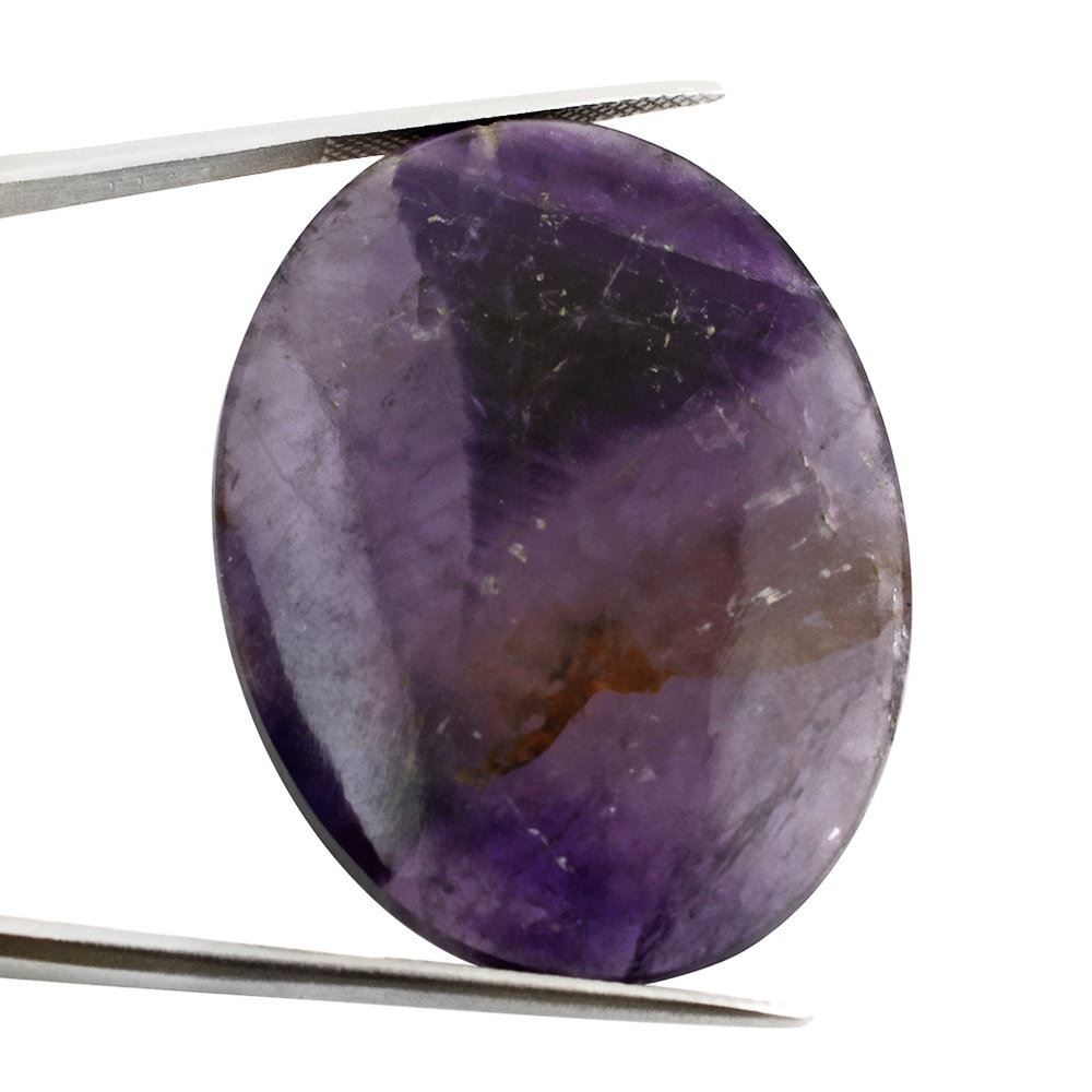 CAPE AMETHYST PLAIN OVAL CAB WITH (HALF DRILL) 37X30MM 58.97 Cts.