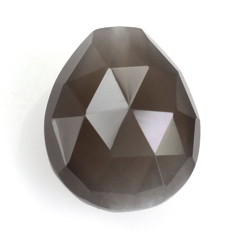 CHOCOLATE MOONSTONE ROSE CUT BRIOLETTE PEAR (HALF DRILL) 12X10MM 3.10 Cts.