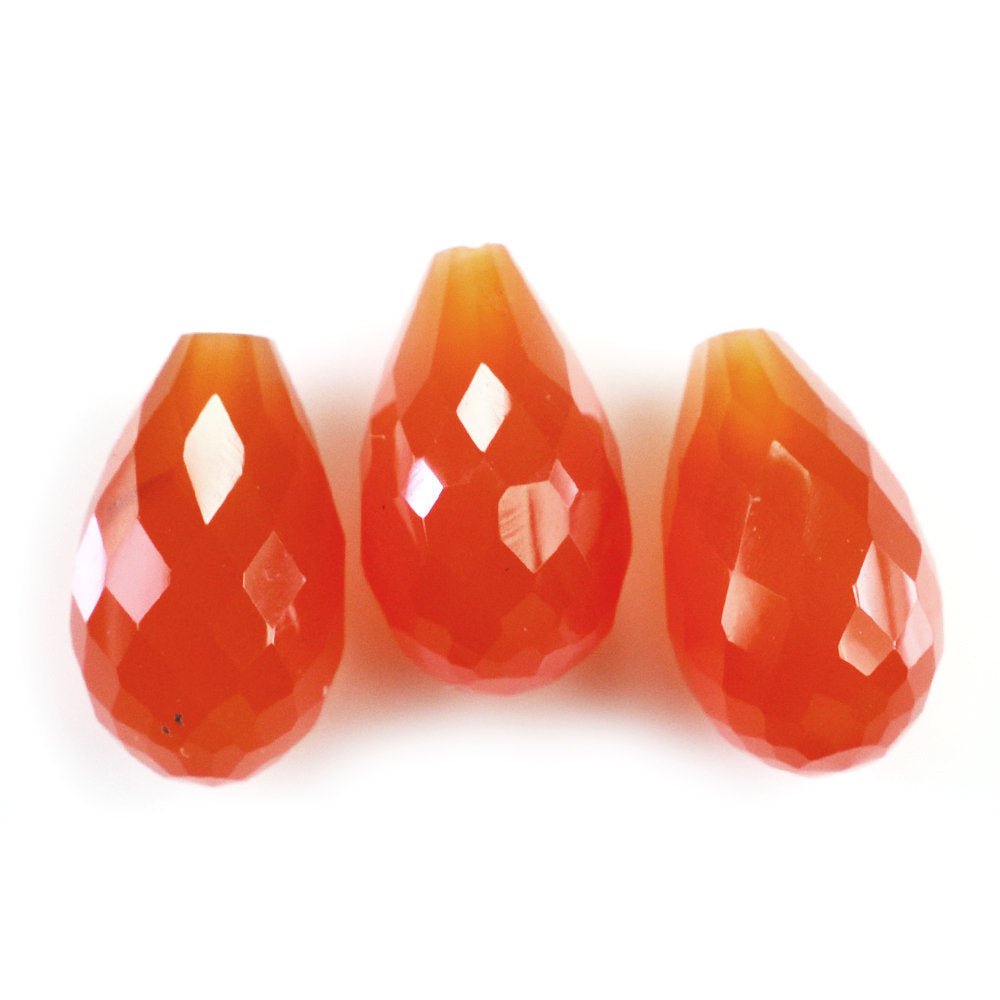 CARNELIAN FACETED DROPS (HALF DRILL 0.70MM) 10X6MM 2.47 Cts.