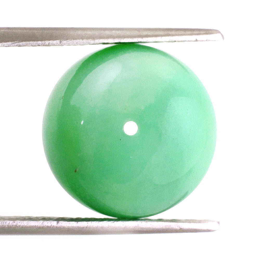 MINT CHRYSOPRASE PLAIN ROUNDEL BEADS (FULL DRILL 0.80MM) 13.50MM 12.48 Cts.