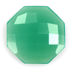 DYED CHRYSOPRASE CHALCEDONY CHECKER OCTAGON CAB 15MM 5.78 Cts.