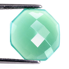 DYED CHRYSOPRASE CHALCEDONY CHECKER OCTAGON CAB 15MM 5.78 Cts.