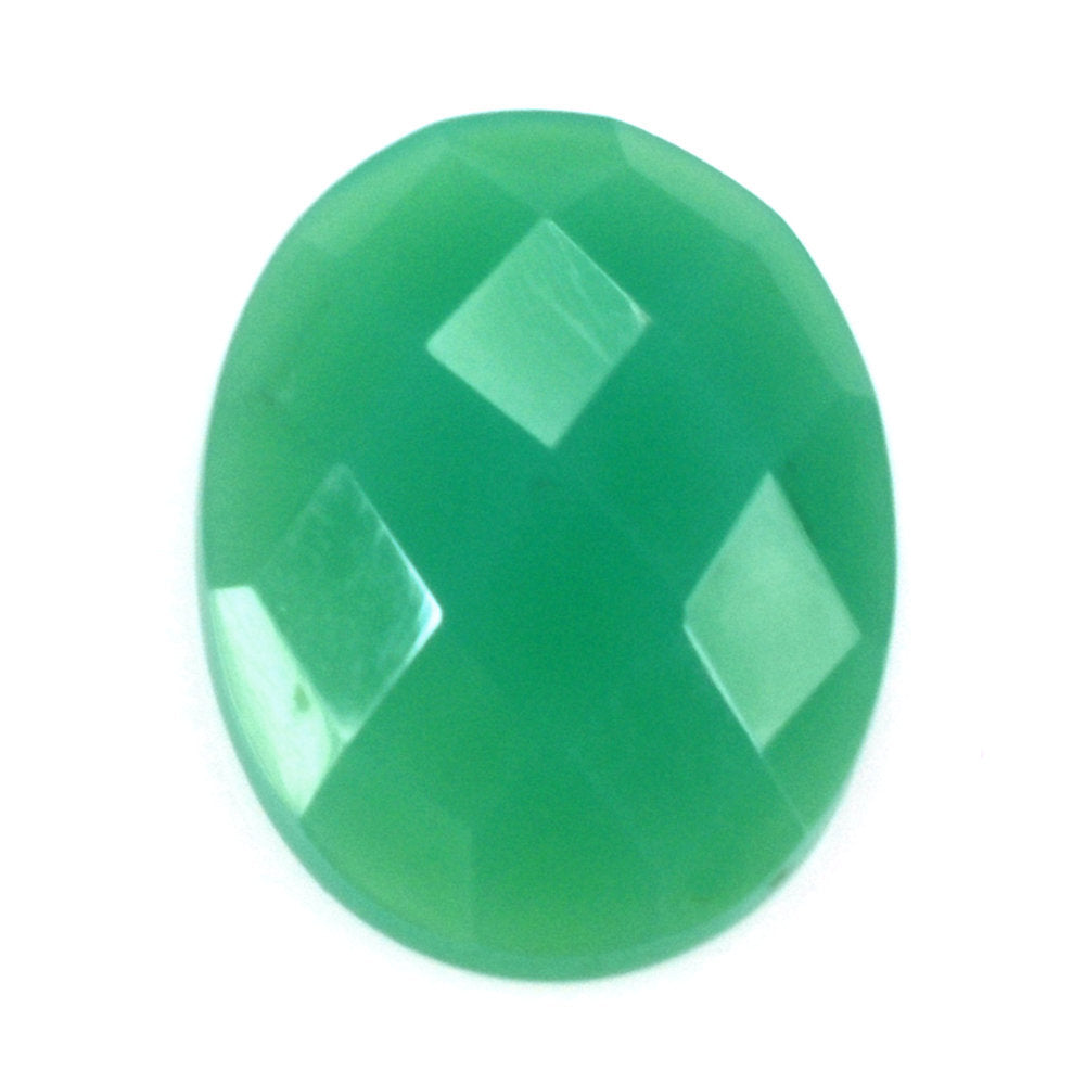 DYED CHRYSOPRASE CHALCEDONY CHECKER OVAL CAB 13X10MM 3.46 Cts.