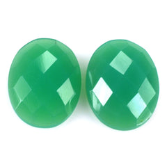 DYED CHRYSOPRASE CHALCEDONY CHECKER OVAL CAB 13X10MM 3.46 Cts.