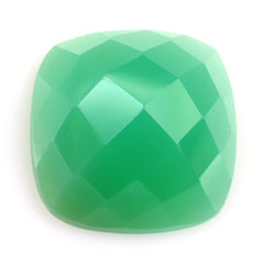 DYED CHRYSOPRASE CHALCEDONY CHECKER CUSHION CAB 14MM 10.80 Cts.