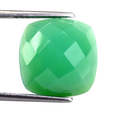 DYED CHRYSOPRASE CHALCEDONY CHECKER CUSHION CAB 14MM 10.80 Cts.