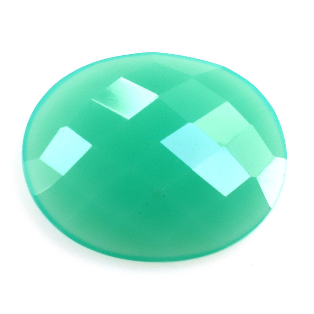 DYED CHRYSOPRASE CHALCEDONY CHECKER OVAL CAB 16X13MM 5.40 Cts.