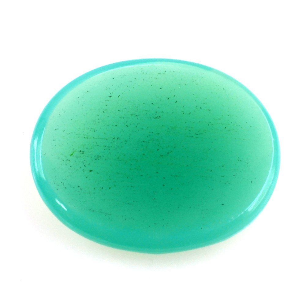 DYED CHRYSOPRASE CHALCEDONY CHECKER OVAL CAB 16X13MM 5.40 Cts.