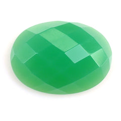 DYED CHRYSOPRASE CHALCEDONY CHECKER OVAL CAB 18X13MM 10.60 Cts.