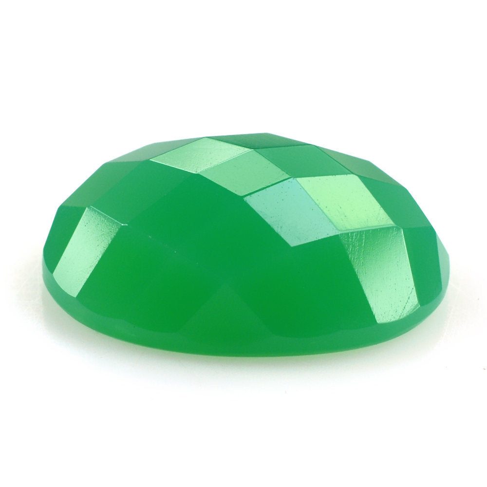 DYED CHRYSOPRASE CHALCEDONY CHECKER OVAL CAB 18X13MM 10.60 Cts.