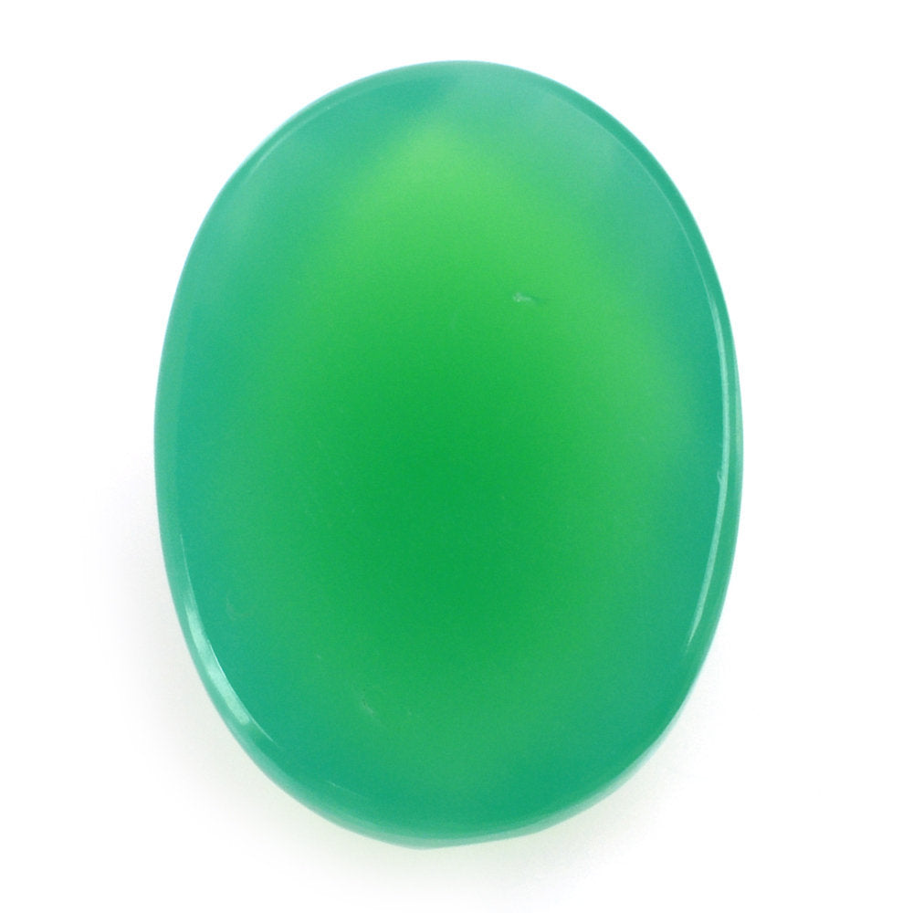 DYED CHRYSOPRASE CHALCEDONY CHECKER OVAL CAB 18X13MM 10.60 Cts.