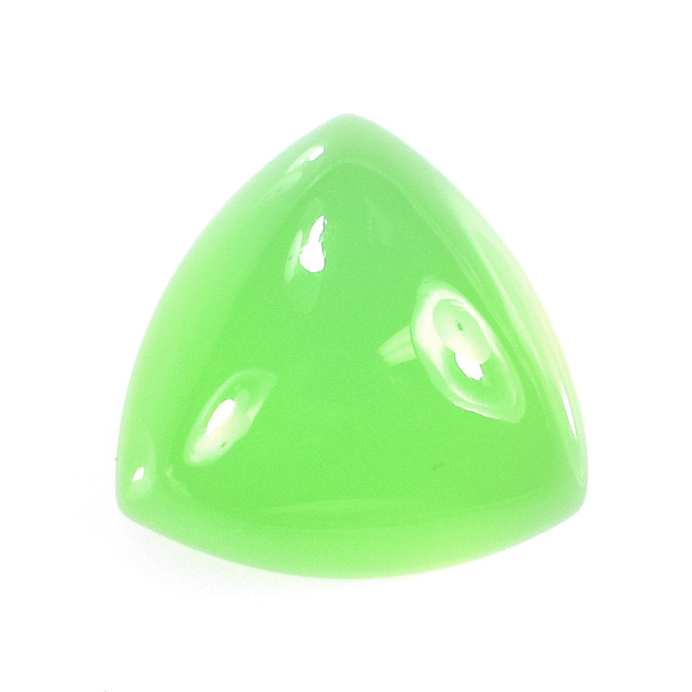 DYED MINT GREEN CHALCEDONY PLAIN TRILLION CAB 12X12MM 6.15 Cts.