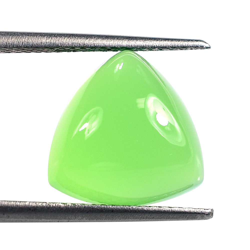 DYED MINT GREEN CHALCEDONY PLAIN TRILLION CAB 12X12MM 6.15 Cts.