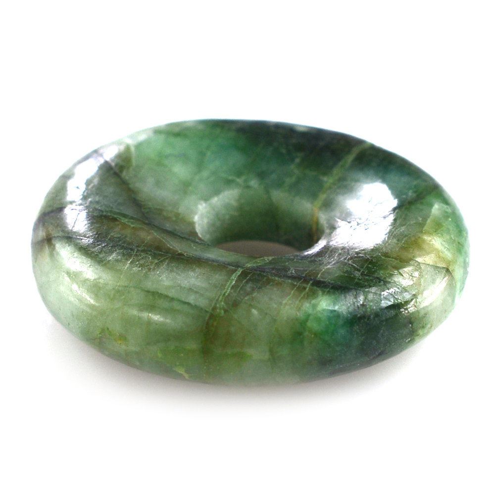 EMERALD PLAIN ROUND WITH CARVED WITH BIG HOLE (FULL DRILL) 21MM 18.15 Cts.