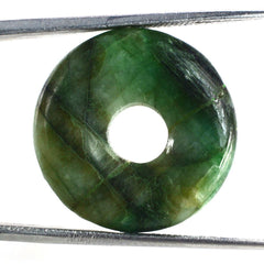 EMERALD PLAIN ROUND WITH CARVED WITH BIG HOLE (FULL DRILL) 21MM 18.15 Cts.