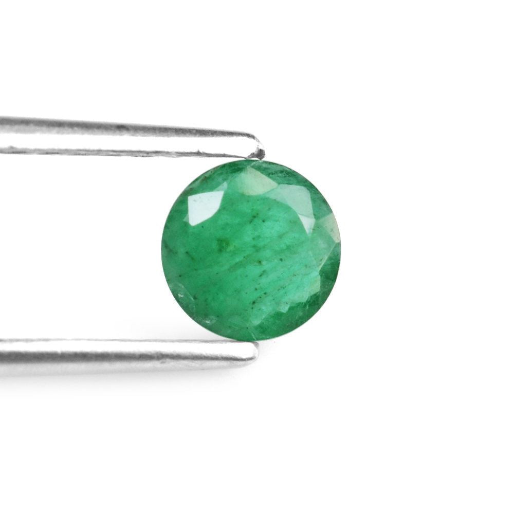 EMERALD BOTH SIDE TABLE CUT ROUND (DARK/SOME BLACK  WHITE SPOTS) 6MM 0.54 Cts.