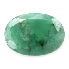 EMERALD BOTH SIDE TABLE CUT OVAL (MEDIUM) (MANY BALCK  WHITE SPOTS) 18X13MM 6.91 Cts.