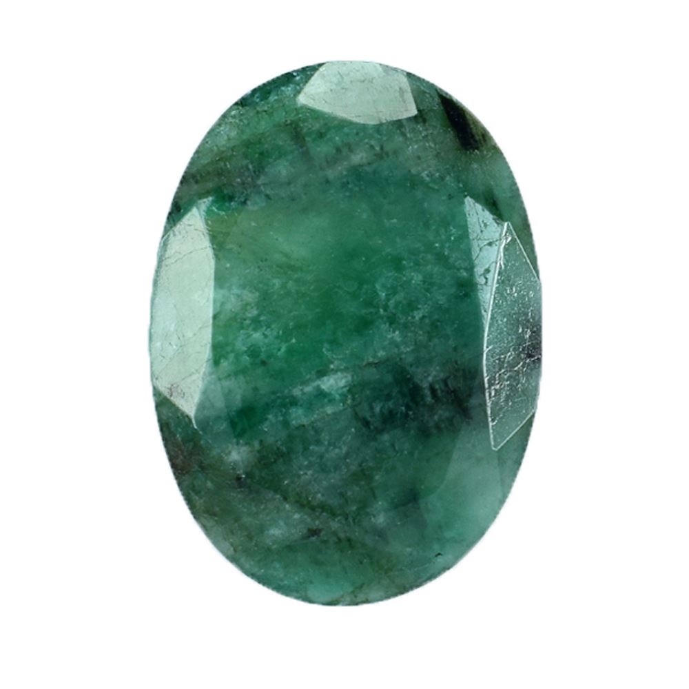 EMERALD BOTH SIDE TABLE CUT OVAL (OPAQUE)(GREEN/MANY BLACK SPOTS) 18.00X13.00 MM 6.18 CTS