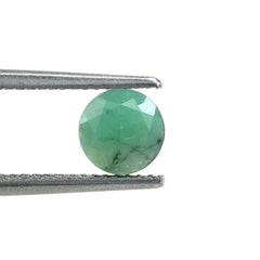 EMERALD STEP CUT MBACK SIDE ROUND (LIGHT)(OPAQUE VERY LOW 3TH QUALITY LIGHT SOME BLACK/WHITE SPOT) 6.00X6.00 MM 0.76 CTS