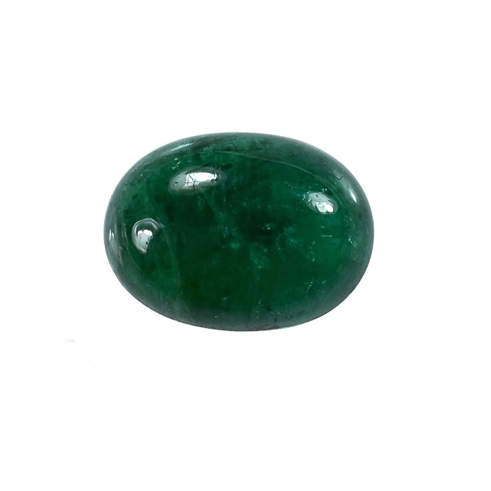 EMERALD PLAIN OVAL CAB (TOP GREEN)(OPAQUE SOME BLACK SPOT) 8.00X6.00 MM 1.50 CTS