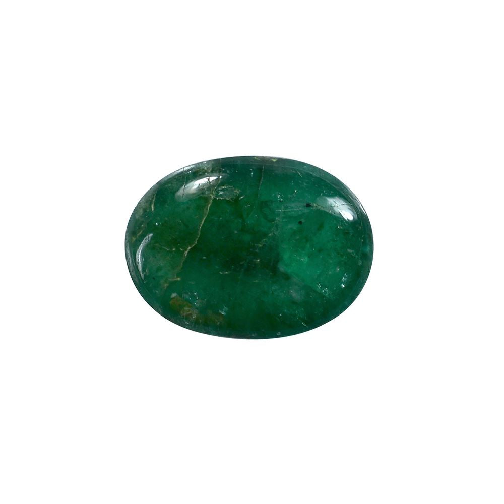 EMERALD PLAIN OVAL CAB (TOP GREEN)(OPAQUE SOME BLACK SPOT) 8.00X6.00 MM 1.50 CTS