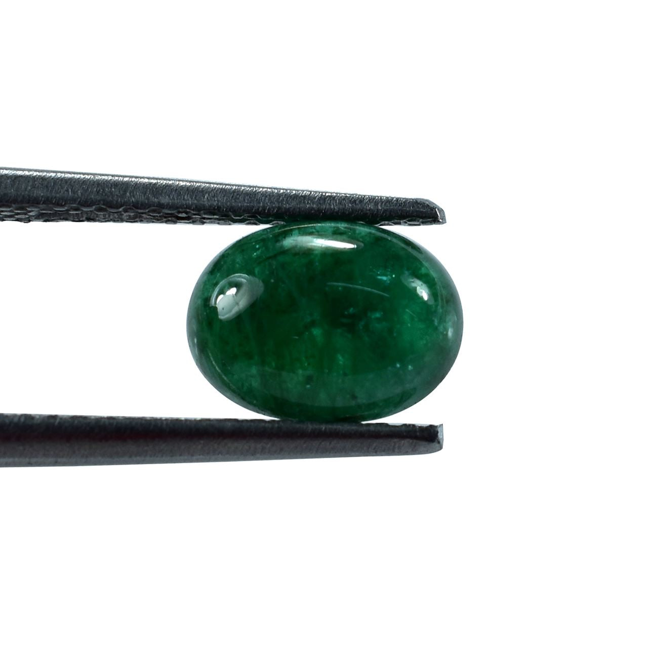 EMERALD PLAIN OVAL CAB (TOP GREEN)(OPAQUE SOME BLACK SPOT) 8.00X6.00 MM 1.50 CTS