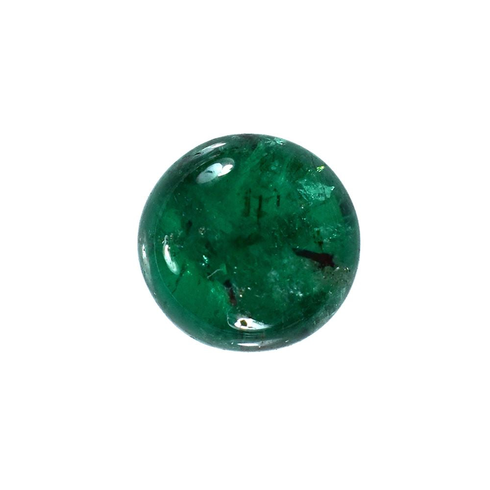 EMERALD SMOOTH ROUNDEL BEADS (1 PAIR) (TOP GREEN)(MANY BLACK SPOT)7.50X7.50 MM 1.93 CTS