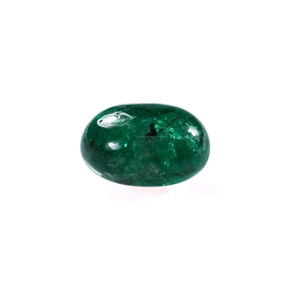 EMERALD SMOOTH ROUNDEL BEADS (1 PAIR) (TOP GREEN)(MANY BLACK SPOT)7.50X7.50 MM 1.93 CTS