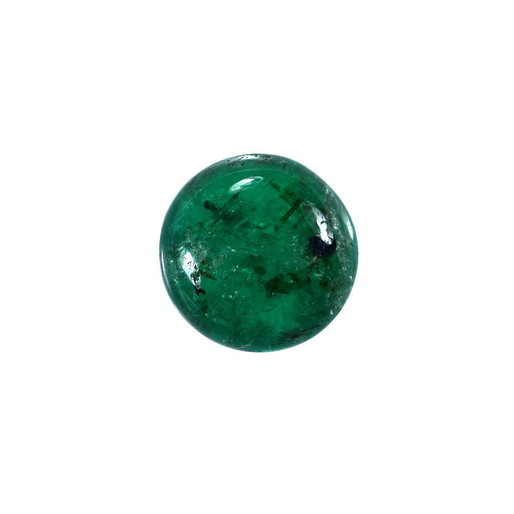 EMERALD SMOOTH ROUNDEL BEADS (1 PAIR) (TOP GREEN)(MANY BLACK SPOT)7.50X7.50 MM 1.93 CTS