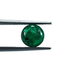 EMERALD SMOOTH ROUNDEL BEADS (1 PAIR) (TOP GREEN)(MANY BLACK SPOT)7.50X7.50 MM 1.93 CTS