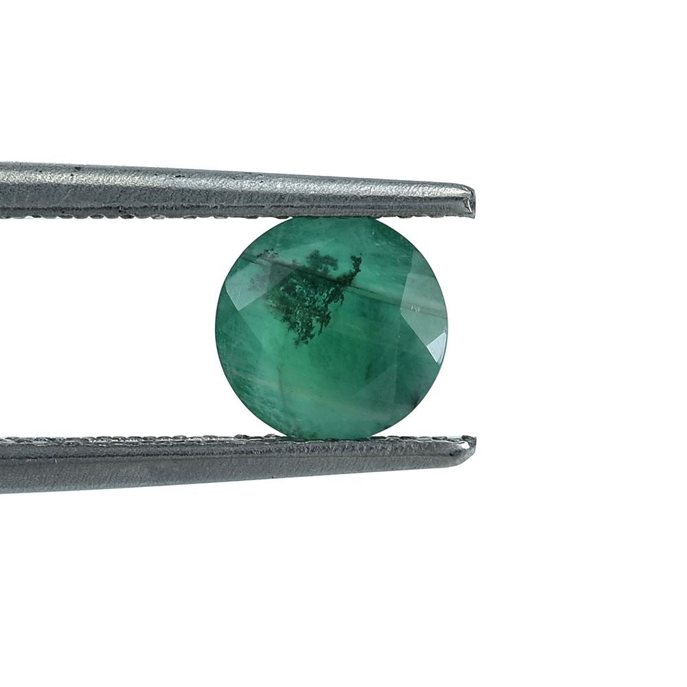 EMERALD STEP CUT BACK SIDE ROUND (DARK)(OPAQUE 2ND QUALITY MANY BLACK/WHITE SPOT) 6.00X6.00 MM 0.74 CTS